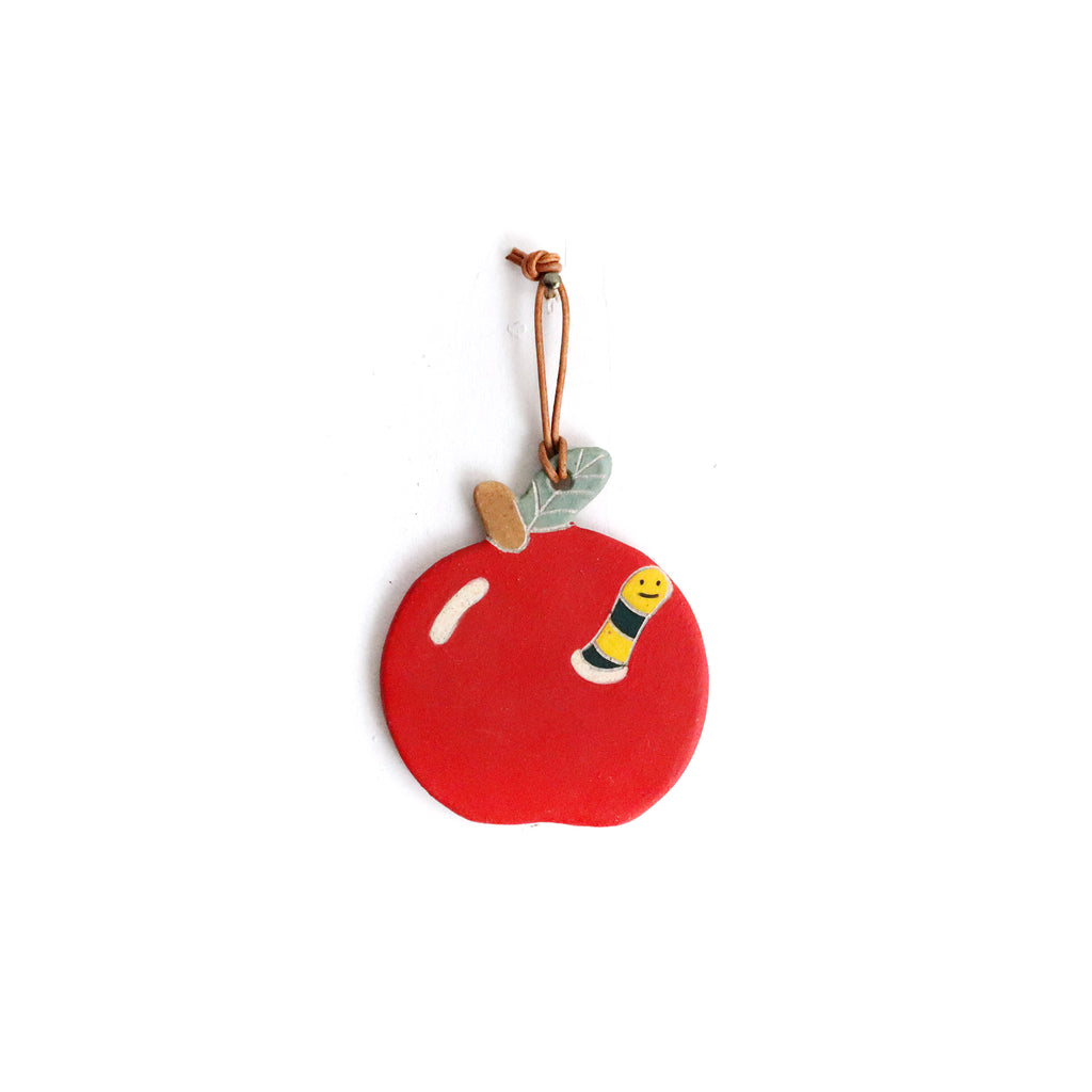 Apple with worm Ornament/Wall Hanging