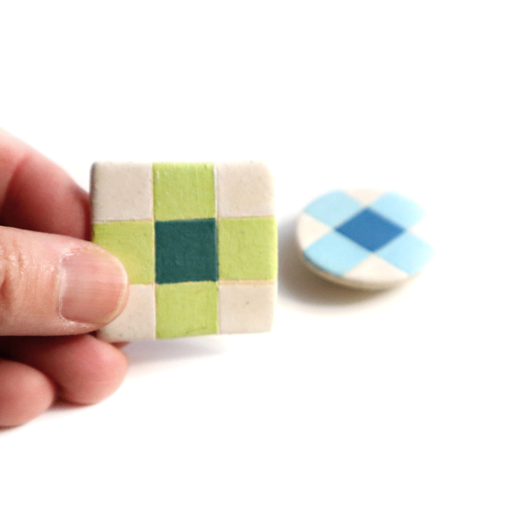 Gingham Magnets, Set of 2