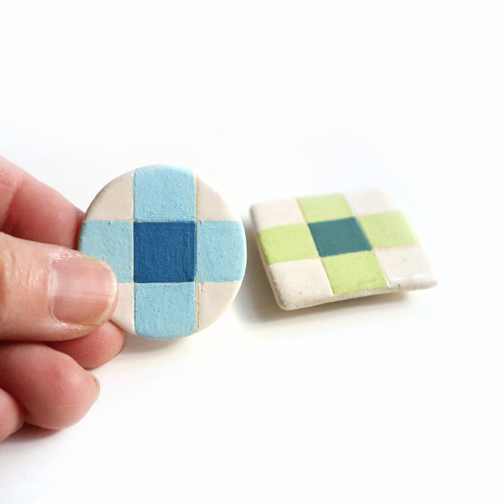 Gingham Magnets, Set of 2