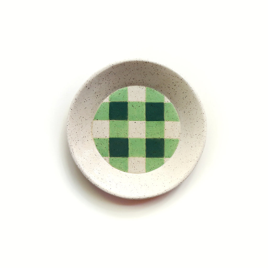 Green Gingham Dish