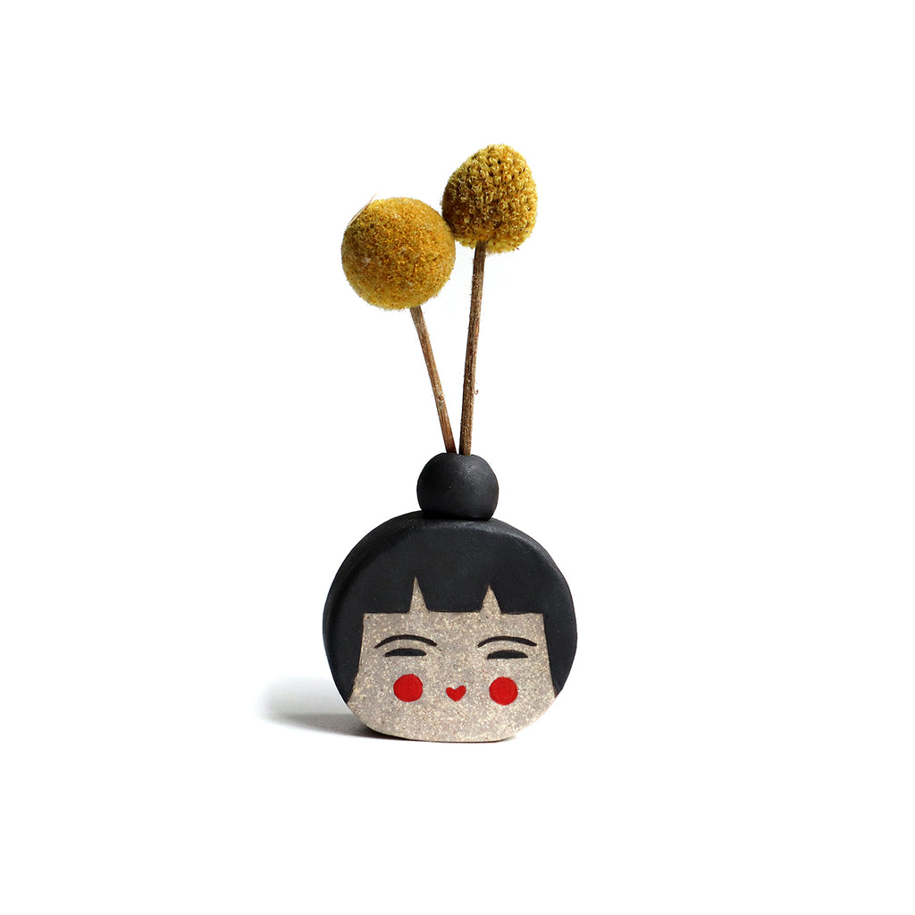 Teeny Tiny Beastie Kokeshi with Bun Vase 1