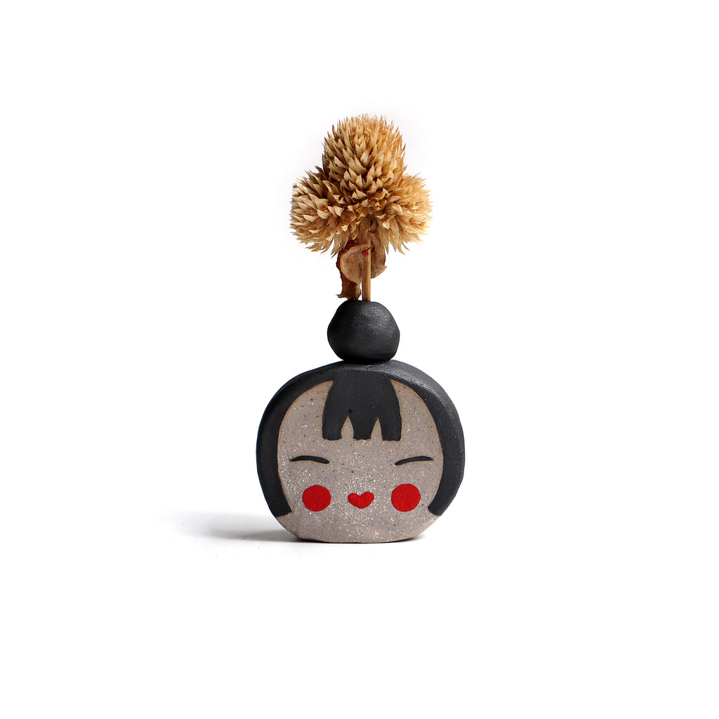 Teeny Tiny Beastie Kokeshi with Bun Vase 4